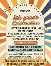 8th grade celebration at fort fun 8th Grade Fort Fun Celebration flyer